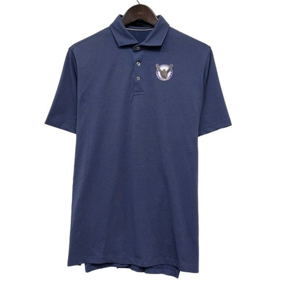 Greyson Mens Golf Polo Shirt Mark Messier Foundation Slate Blue Stretch Sz L euc - Picture 1 of 8